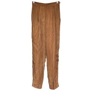 Vintage Sue Wong Rayon Pleated Trousers Womens M* High Waist Tobacco High Waist